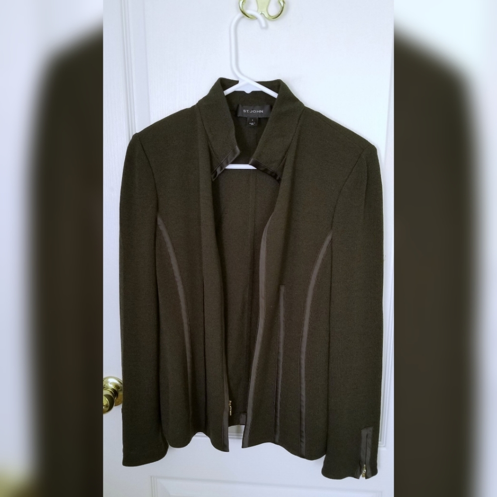 Olive green St John zip up jacket EUC S